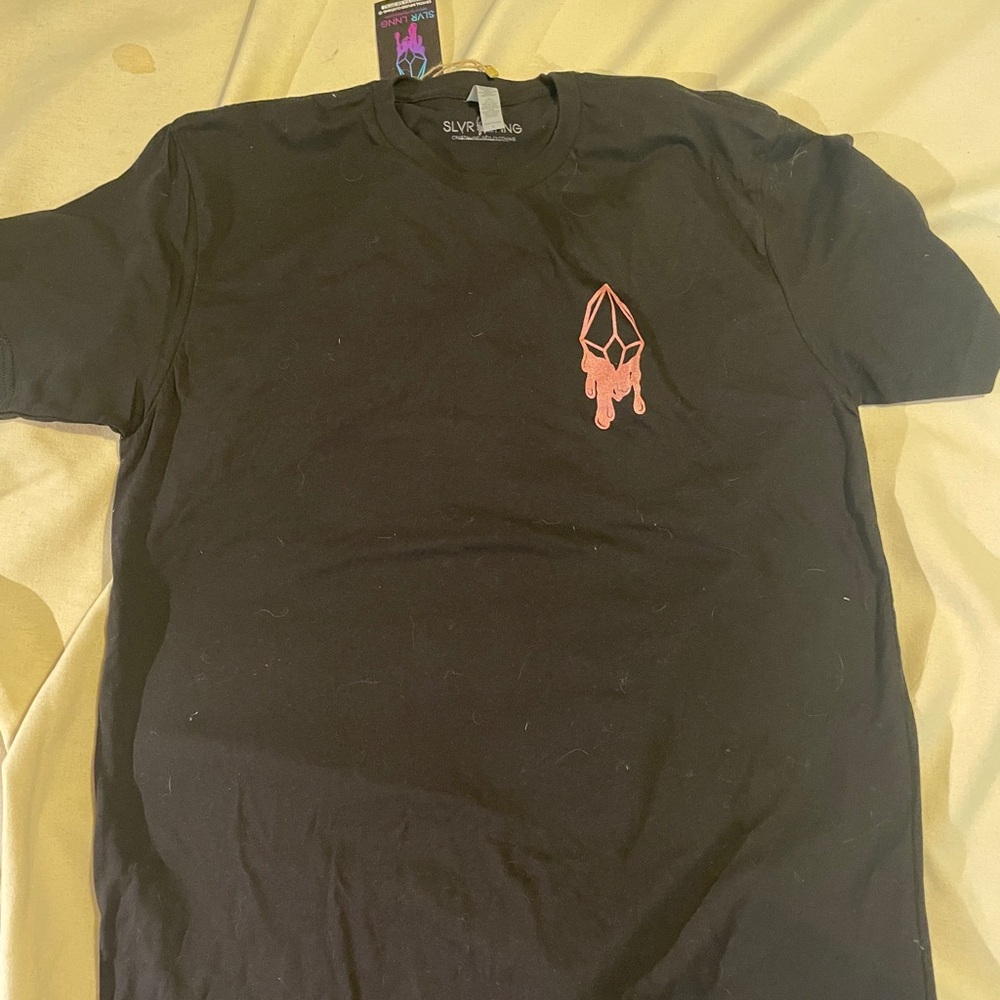 Silver Lining Black and Pink Short Sleeve Tee NWT infused with crystals